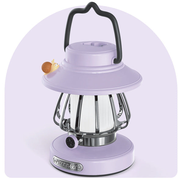 White Retro Snail Night Light Portable Rechargeable Camping Lantern With Hook 3 Color Dimming Night Lights