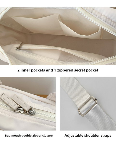 Black Casual Nylon Tote Bag Lightweight Korean Style Crossbody Large Capacity Women's Bags & Handbags