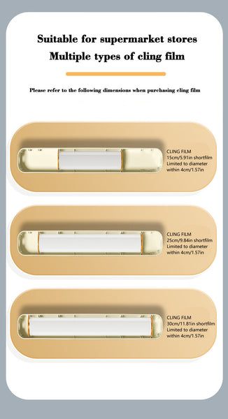 Elosung Beige And Black Bidirectional Cling Film Cutter Reusable Wrap Dispenser Other Kitchen Gadgets