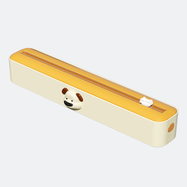 Elosung Bidirectional Cling Film Cutter Dispenser Reusable For Foil Parchment 36Cm Beige And Yellow Other Kitchen Gadgets