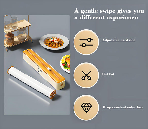 Elosung Bidirectional Cling Film Cutter Dispenser Reusable For Foil Parchment 36Cm Beige And Yellow Other Kitchen Gadgets