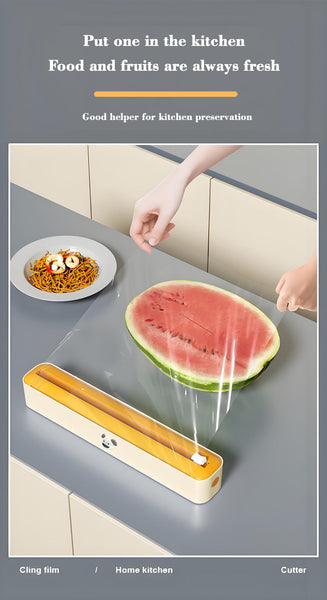 Elosung Bidirectional Cling Film Cutter Dispenser Reusable For Foil Parchment 36Cm Beige And Yellow Other Kitchen Gadgets