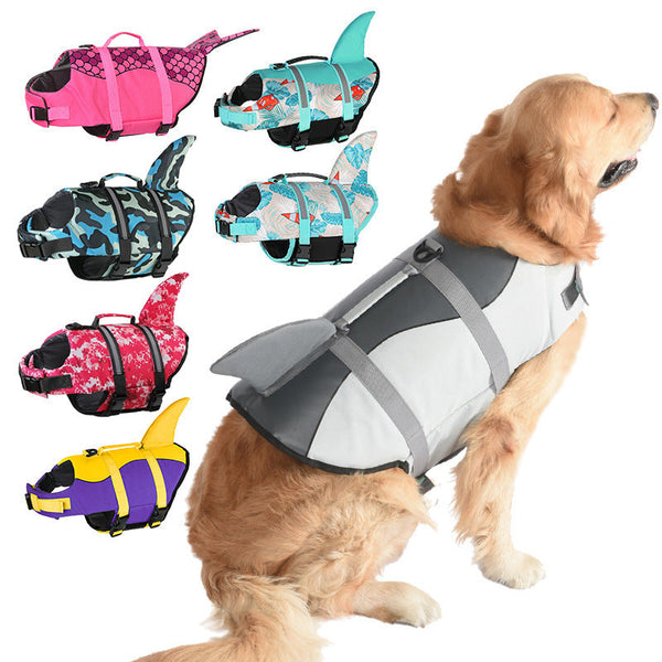 Size Xs Blue Sailboat Pattern Pet Life Jacket For Dogs Summer Swimming Safety Vest With Shark Fin Small To Large Breeds Dog Clothing & Shoes