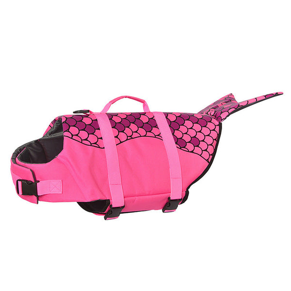 Pink Scale Pattern Pet Life Jacket For Dogs Summer Swimming Safety Vest With Shark Fin Dog Clothing & Shoes