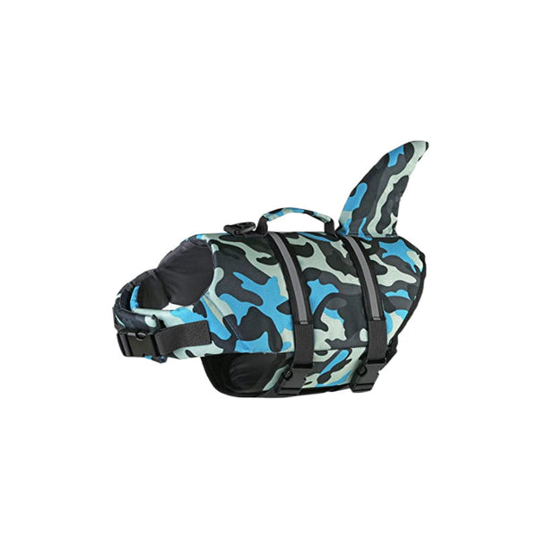 Blue Camouflage Pattern Pet Life Jacket For Dogs Summer Swimming Safety Vest With Shark Fin Small To Large Breeds Dog Clothing & Shoes