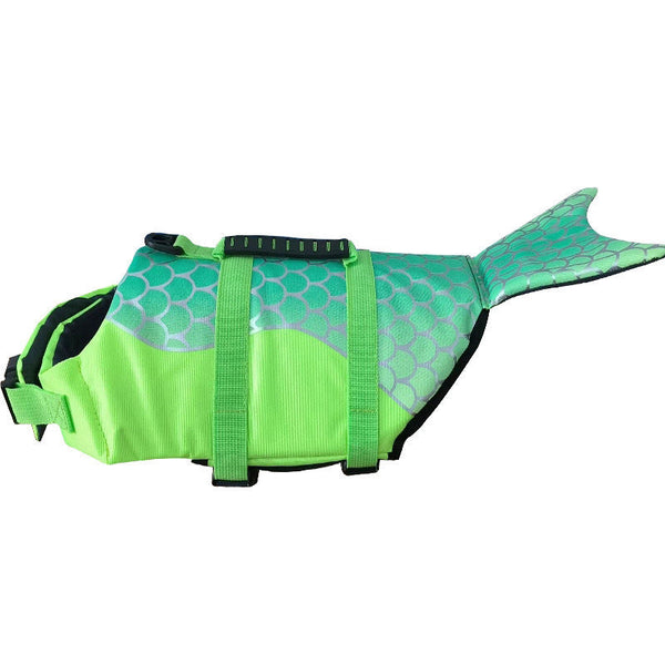Green Scales Pattern Pet Life Jacket For Dogs Summer Swimming Safety Vest With Shark Fin Small To Large Breeds Dog Clothing & Shoes