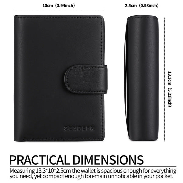 Elosung Black And Blue Men's Short Leather Wallet With Rfid Protection Genuine Cowhide Cardholder Coin Pocket Wallets