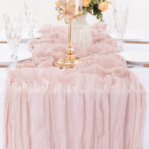 White Bohemian Gauze Table Runner 2 Pack Polyester Fabric For Party And Birthday Decor Table Runners