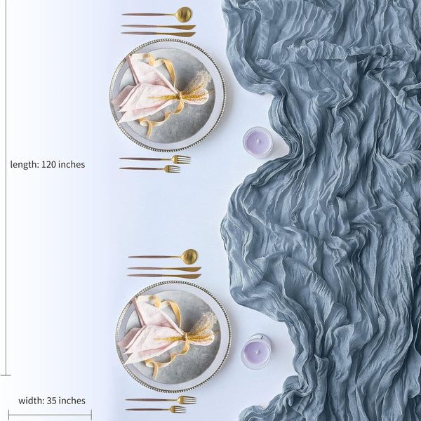 Dark Green Bohemian Gauze Table Runner 2 Pack Polyester Fabric For Party And Birthday Decor Table Runners