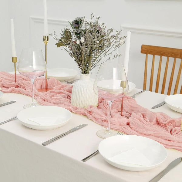 Dark Green Bohemian Gauze Table Runner 2 Pack Polyester Fabric For Party And Birthday Decor Table Runners