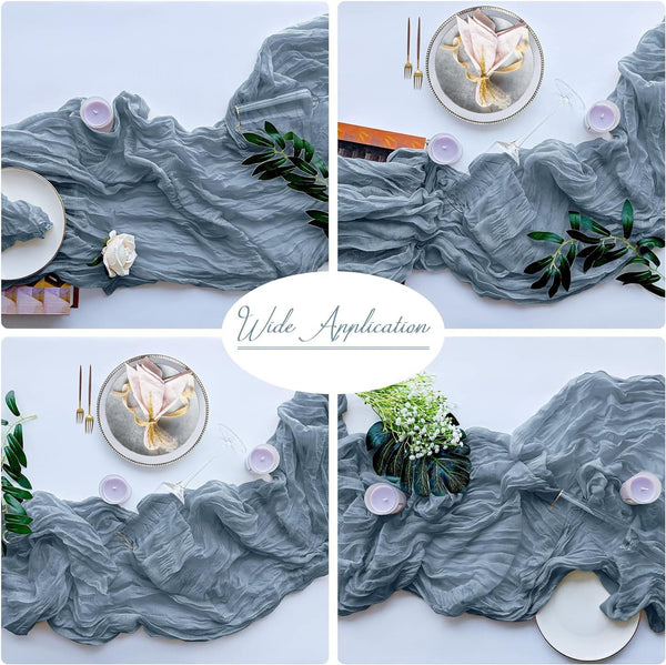 Dark Green Bohemian Gauze Table Runner 2 Pack Polyester Fabric For Party And Birthday Decor Table Runners