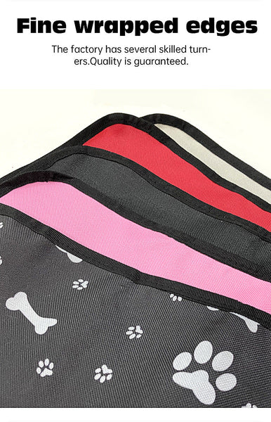 Elosung Waterproof Pet Car Seat Cover Black Paw Bone Print Dog Cat Protector Pet Transport