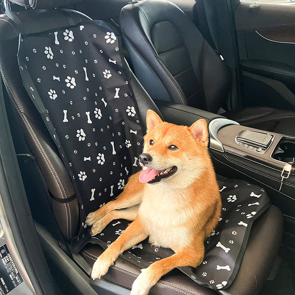 Elosung Black Waterproof Pet Car Seat Cover With Paw Print Oxford Cloth Pet Transport