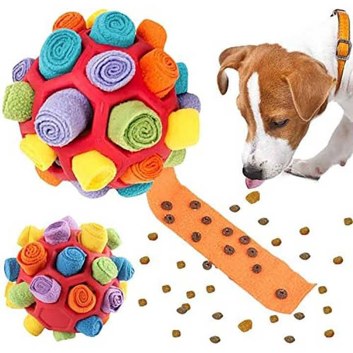 Orange Ball And Colorful Strips Of Fabric Interactive Pet Snuffle Treat Dispensing Toy For Dogs Cats 20 Cm Tpr Felt Mental Stimulation Dog Toys