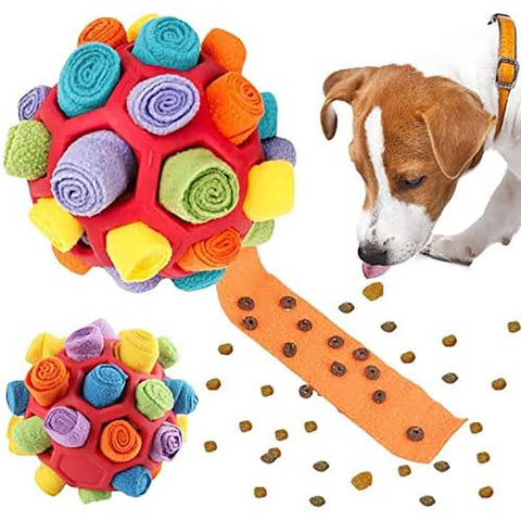 Orange Ball And Colorful Strips Of Fabric Interactive Pet Snuffle Treat Dispensing Toy For Dogs Cats 20 Cm Tpr Felt Mental Stimulation Dog Toys