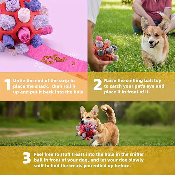 Orange Ball And Colorful Strips Of Fabric Interactive Pet Snuffle Treat Dispensing Toy For Dogs Cats 20 Cm Tpr Felt Mental Stimulation Dog Toys