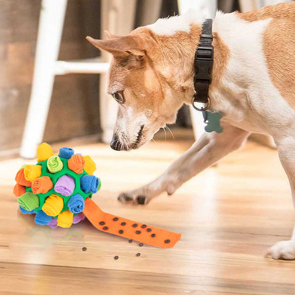 Elosung Orange Ball And Colorful Strips Fabric Interactive Pet Snuffle Treat Dispensing Toy For Dogs Cats 20 Cm Tpr Felt Mental Stimulation Placeholde