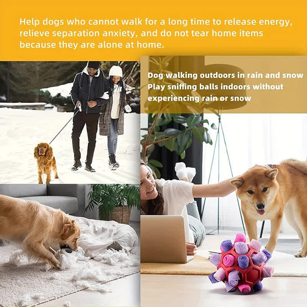 Elosung Orange Ball And Colorful Strips Fabric Interactive Pet Snuffle Treat Dispensing Toy For Dogs Cats 20 Cm Tpr Felt Mental Stimulation Placeholde