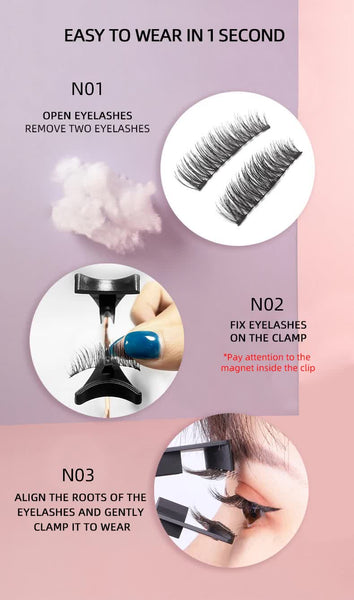 Style 3 Black Magnetic False Eyelashes Kit Pairs With Applicator Clip And Mirror Case Eyelash Extensions