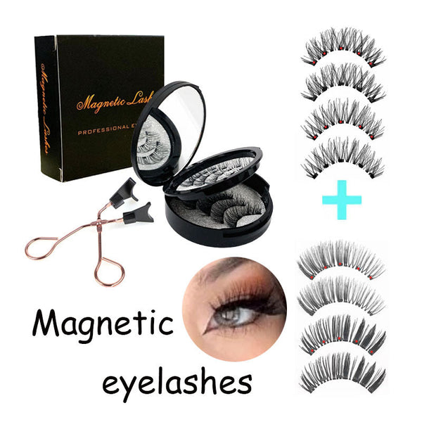 Style 5 Black Magnetic False Eyelashes Kit 3 Pairs With Applicator Clip And Mirror Case Eyelash Extensions