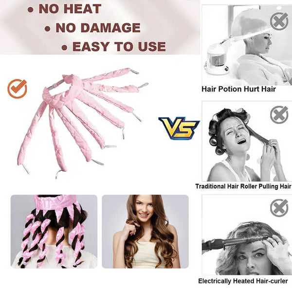 Pink Heatless Octopus Hair Curlers 2 Pack 50Cm Soft Fabric Curling Rods For Effortless Damage Free Curls Rollers & Curlers