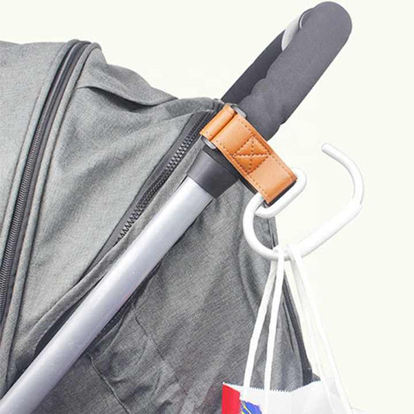 Pink Stroller Hooks 4 Pack Leather And Alloy Pram With Loop Tape For Mom Bags Accessories Pram Organisers & Nets