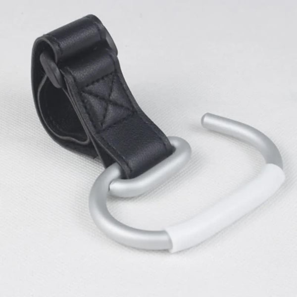 Black Stroller Hooks 4 Pack Leather And Alloy Pram With Hook And Loop Tape For Mom Bags Accessories Pram Organisers & Nets