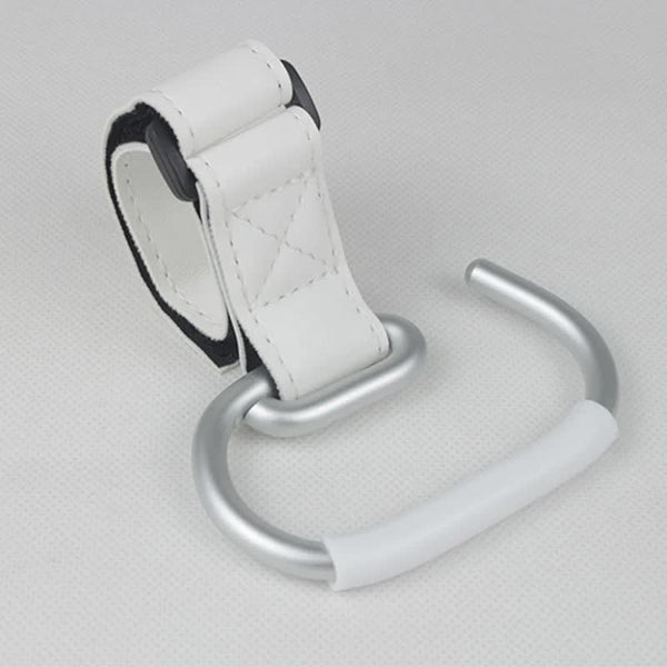 White Stroller Hooks 4 Pack Leather And Alloy Pram With Hook And Loop Tape For Mom Bags Accessories Pram Organisers & Nets