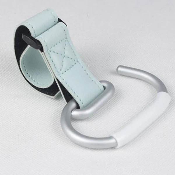 Blue Stroller Hooks 4 Pack Leather And Alloy Pram With Hook And Loop Tape For Mom Bags Accessories Pram Organisers & Nets