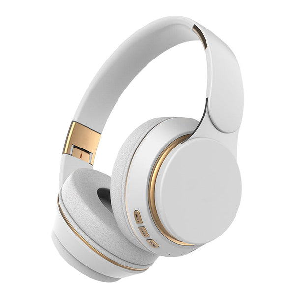 White Wireless Bluetooth With Noise Reduction Heavy Bass Long Battery Life Tf Card Support Headphones