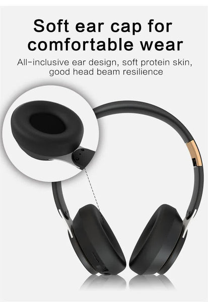White Wireless Bluetooth With Noise Reduction Heavy Bass Long Battery Life Tf Card Support Headphones