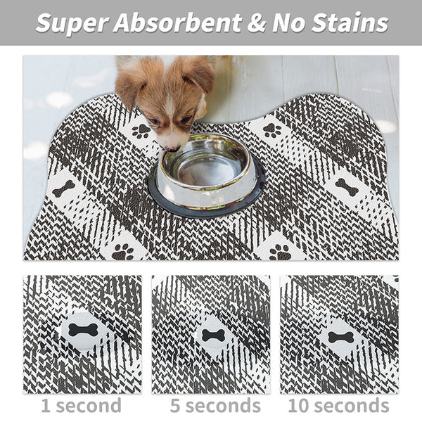 Black And White Pet Feeding Mat 35X50cm Anti Slip Durable Diatom Mud For Dogs Cats Dog Feeding Mats