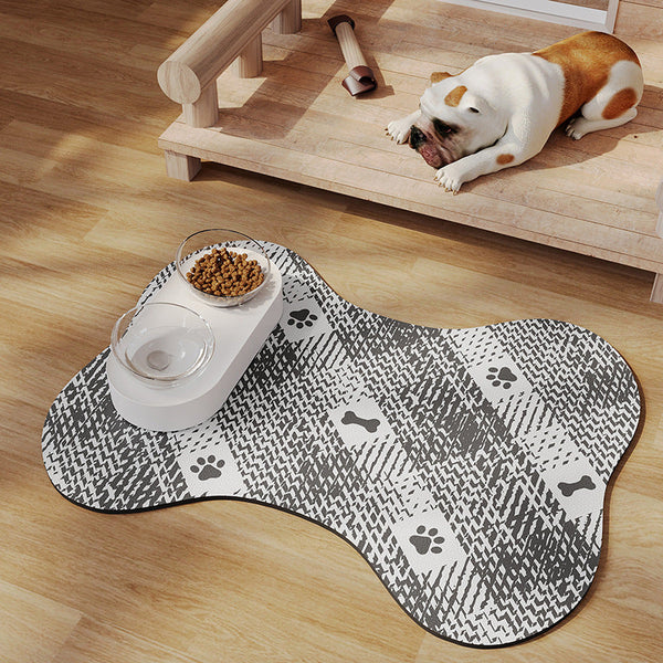 Black And White Pet Feeding Mat 45X60cm Anti Slip Durable Diatom Mud For Dogs Cats Easy To Clean Dog Feeding Mats