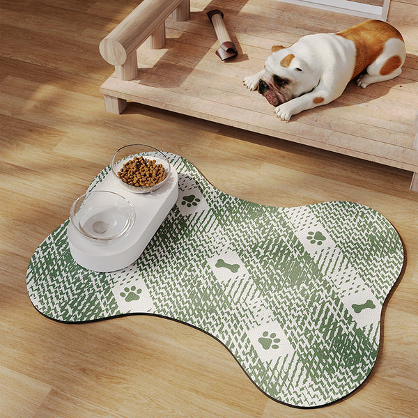 Green And White Pet Feeding Mat 45X60cm Anti Slip Diatom Mud For Dogs Cats Dog Feeding Mats