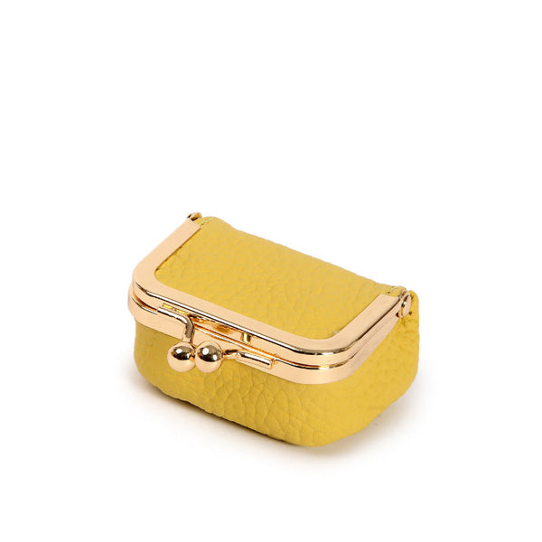 Veile Studios Yellow Mini Jewelry Pouch Compact Pu Leather Coin Purse For Earrings Rings Necklaces 6.5X5x3.5Cm Jewellery Holders & Organisers