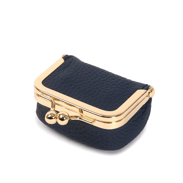 Veile Studios Navy Blue Mini Jewelry Pouch Compact Pu Leather Coin Purse For Earrings Rings And Necklaces 6.5X5x3.5Cm Jewellery Holders & Organisers