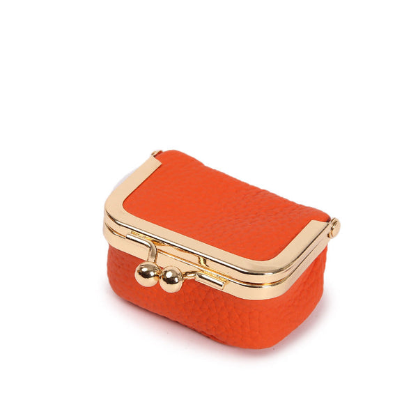 Veile Studios Orange Mini Jewelry Pouch Compact Pu Leather Coin Purse For Earrings Rings And Necklaces 6.5X5x3.5Cm Jewellery Holders & Organisers