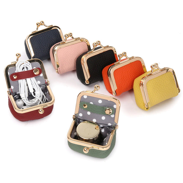 Veile Studios Orange Mini Jewelry Pouch Compact Pu Leather Coin Purse For Earrings Rings And Necklaces 6.5X5x3.5Cm Jewellery Holders & Organisers