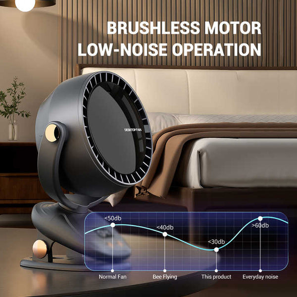 Black Bladeless Clip Fan With Usb Charging 180 Degree Oscillating Lightweight And Quiet For Desk Camping Outdoor Use Portable Fans