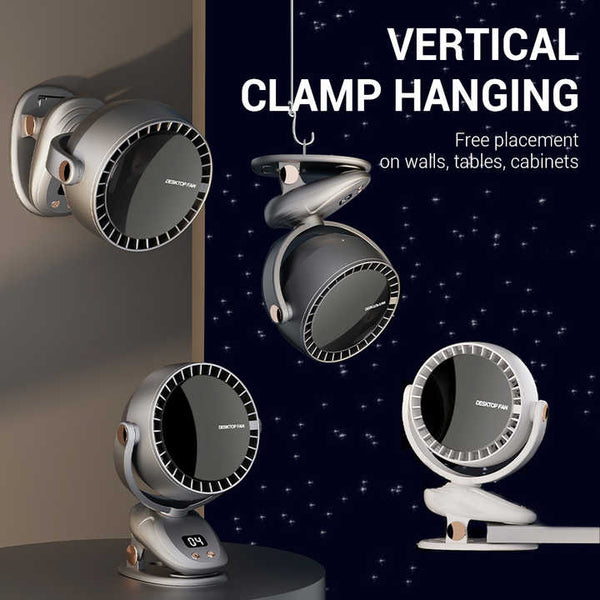 Black Bladeless Clip Fan With Usb Charging 180 Degree Oscillating Lightweight And Quiet For Desk Camping Outdoor Use Portable Fans