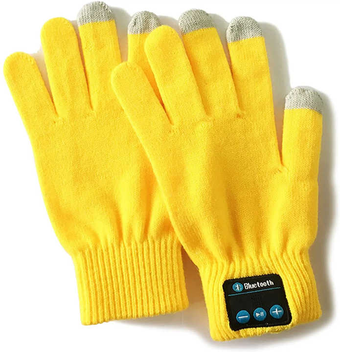 Yellow Bluetooth Touchscreen Winter Gloves Warm Thickened Hands Free Calls Music Cycling Gloves & Mittens