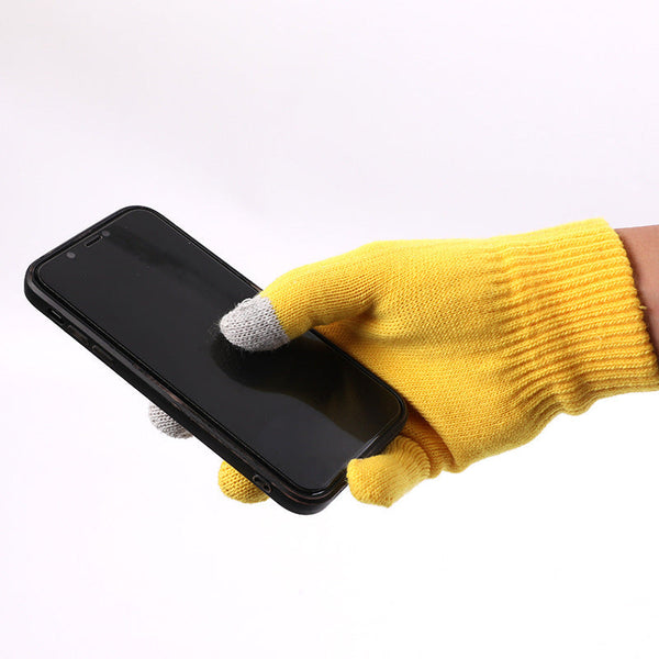 Yellow Bluetooth Touchscreen Winter Gloves Warm Thickened Hands Free Calls Music Cycling Gloves & Mittens