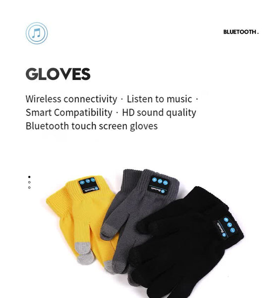 Grey Bluetooth Touchscreen Winter Gloves Warm Thickened Hands Free For Calls And Music Gloves & Mittens