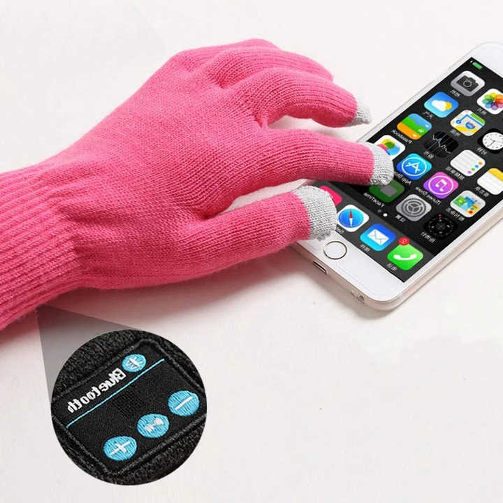 Pink Bluetooth Touchscreen Winter Gloves Warm Thickened And Hands Free For Calls Music Perfect Cycling Gloves & Mittens