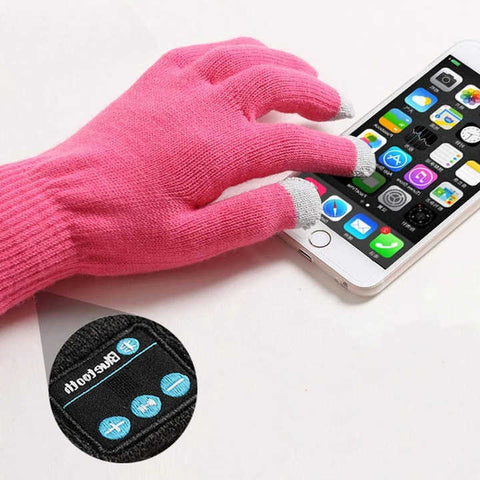 Pink Bluetooth Touchscreen Winter Gloves Warm Thickened And Hands Free For Calls Music Perfect Cycling Gloves & Mittens