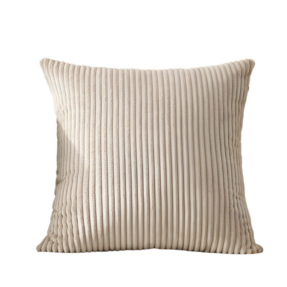 Elosung Light Brown Plush Striped Pillow Covers 45X45cm Set Of Corduroy Style Cushion With Invisible Zipper Soft And Washable For Sofa Decor Cushion C