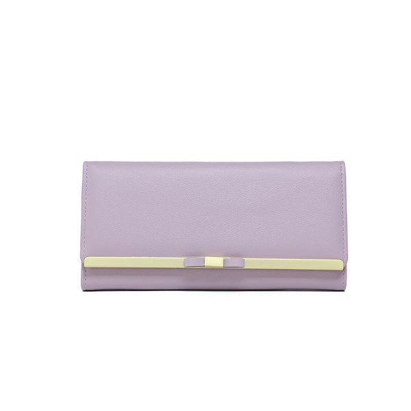 Purple Elegant Women's Long Wallet Clutch Purse With Zip Coin Pocket And Card Slots Wallets