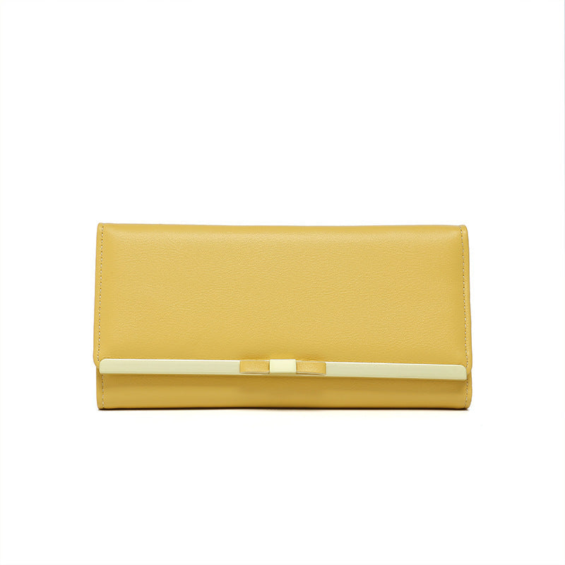 Yellow Elegant Women's Long Wallet Clutch Purse With Zip Coin Pocket And Card Slots Wallets