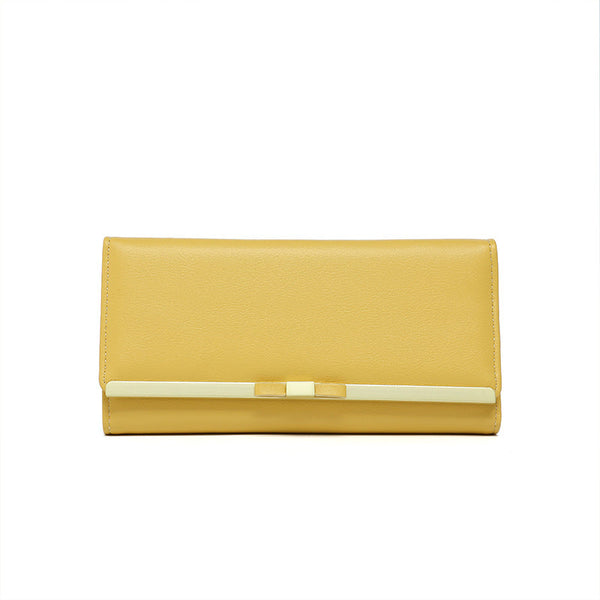 Yellow Elegant Women's Long Wallet Clutch Purse With Zip Coin Pocket And Card Slots Wallets