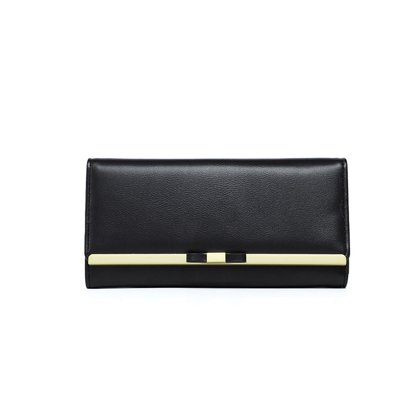 Elegant Black Women's Long Wallet Clutch Purse With Zip Coin Pocket And Card Slots Wallets